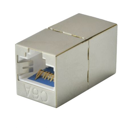 ISO/IEC ClassEa - 180° RJ45 ISO/IEC Cat 6A Shielded Feed-Through In-Line Coupler- Mobile Style